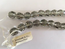 Strand of 24 Swarovski Round Crystal Beads 10mm Black Diam. #5000