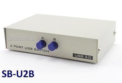 Compact 2-Way USB Type-B Push Button Metal Mini Switch Box, CablesOnline SB-U2B