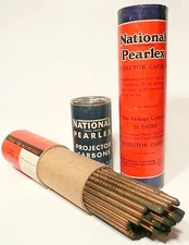 CARBON ARC RODS for 16mm AMPRO ARC FILM PROJECTION - 1 BOX of 25 PEARLEX PAIRS