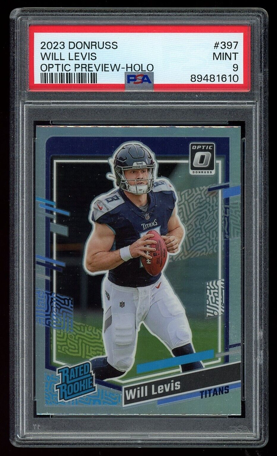 2023 Donruss Optic Preview Will Levis Silver Holo Prizm Rookie PSA 9 Mint 397 RC
