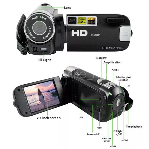 1080P 16MP Digital Camera 2.7" Rotatable Screen Camcorder 16X Zoom Video Camera - Picture 19 of 30