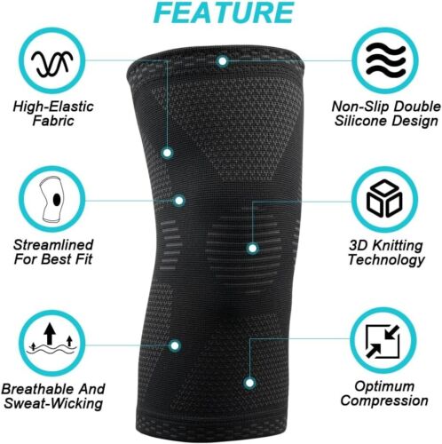 Knee Compression Wraps Weight Lifting Straps, Guard Pads Sleeve Powerlifting Gym - Picture 3 of 7