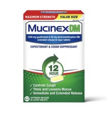 Mucinex DM Maximum Strength 1200mg Guaifenesin 42 ct Exp:08/2028
