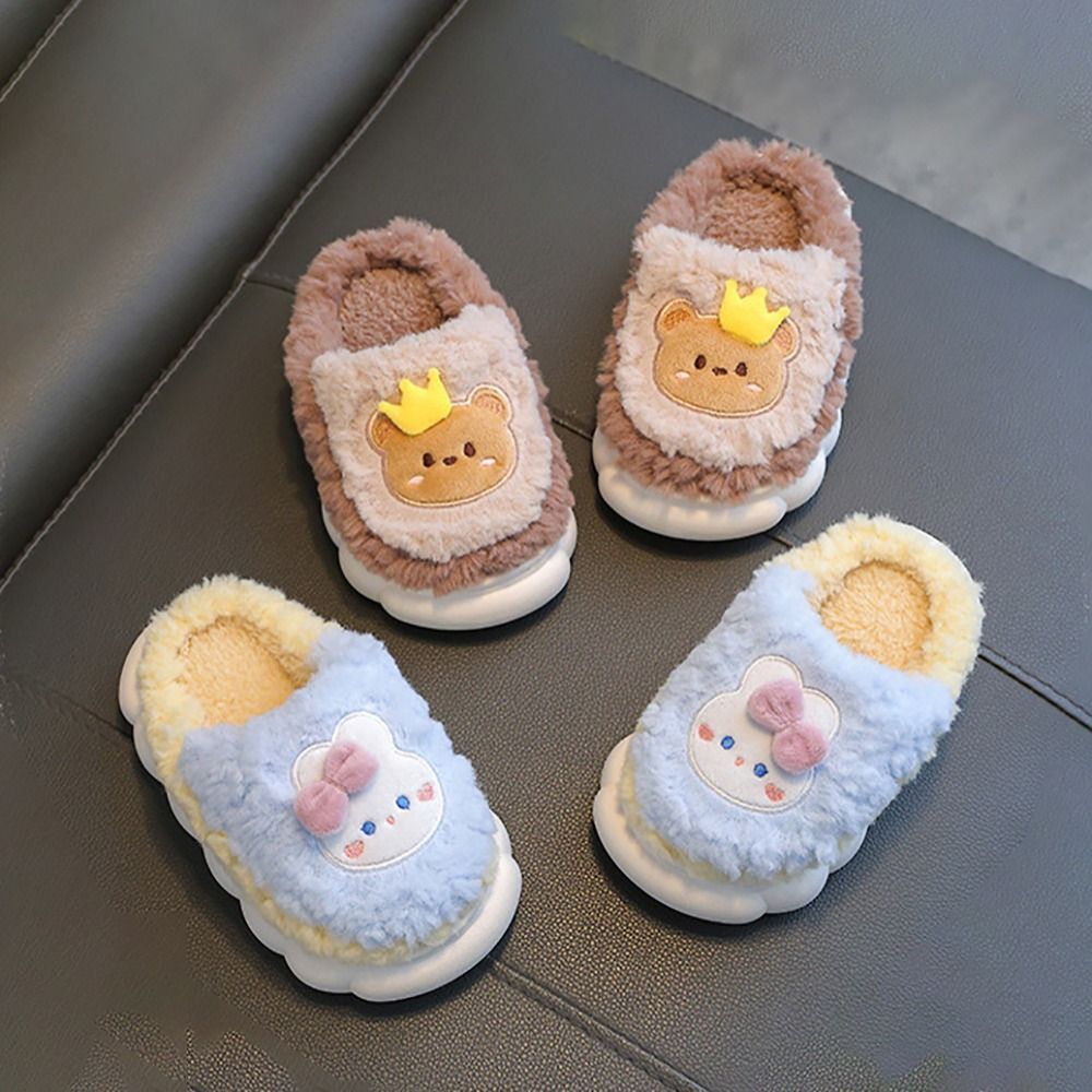 APL Pantofole in pelliccia di peluche per bambini coniglio orso ciabatte invernali