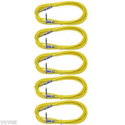 5 Right Angle to Straight 1/4 mono guitar instrument patch cable cords 10ft foot