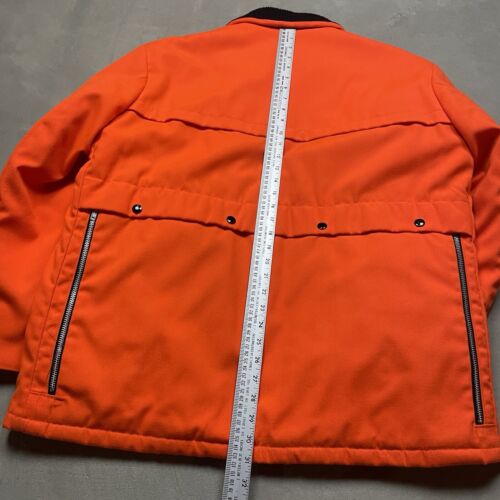 Vintage Sears Orange Camo Jacket Hunting Size 48 Blaze Quilted Neon Talon Zip XL - Picture 8 of 12