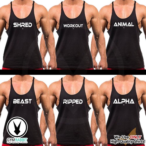 Coniglio da Palestra Uomo Bodybuilding tute da Stringer Stampato  Abbigliamento Allenamento Fitness | eBay