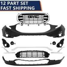 Front Bumper Kit Fit For 2018 2019 2020 2021 GMC Terrain Grills Fog Lamp Cover