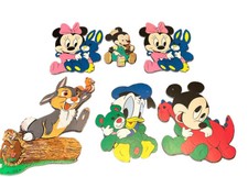 6 Vtg Mickey Minnie Mouse Thumper Donald Duck Cardboard Pressboard Cutouts Wall