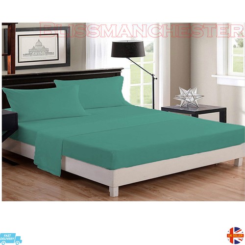 New Luxury Soft Plain Dyed Fitted Sheets Flat Sheet Poly Cotton Bed Pillow Cases - Picture 24 of 24