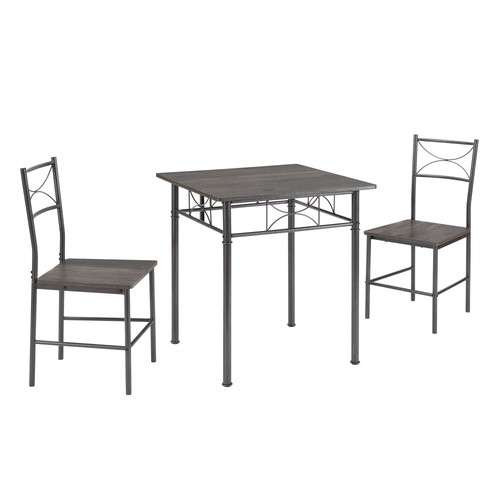 Modern 3-Piece Dining Set, Grey Chairs Included for Kitchen & Dining Room - Picture 6 of 10
