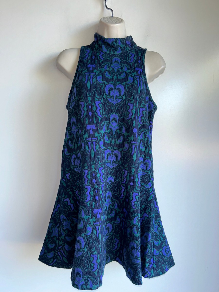 FREE PEOPLE Amelia Drop Waist High Neck Mini Knit Dress Size XS