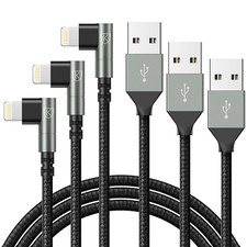 90 Degree Iphone Charger 6FT, Apple Mfi Certified 3Pack Fast Charging Cable...