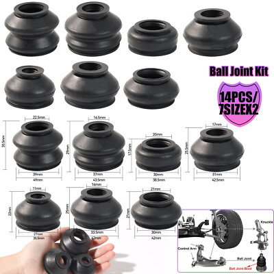 Universal.Rubber Ball Joint Boot Dust Cover Tie Rod Linkages End 7SizeX2 Set Kit
