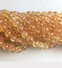 Natural Citrine Smooth Round Beads 4mm 5mm 6mm 7mm 8mm 10mm 12mm 15.5" Strand