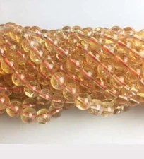 Natural Citrine Smooth Round Beads 4mm 5mm 6mm 7mm 8mm 10mm 12mm 15.5" Strand