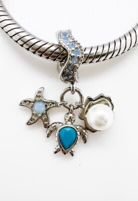 Opal Meeresschildkröte Stern Fisch Muschel Charm Sea Life Echt 925 Sterling Silber  
