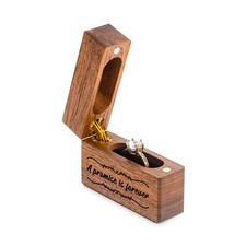 Wooden Engagement Ring Box Small Slim Flat Ring Case for Proposal,Wedding Only