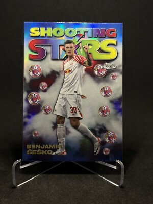 2023-24 Topps Chrome UEFA Shooting Stars Refractor #98-9 Benjamin Šeško, RB Leip