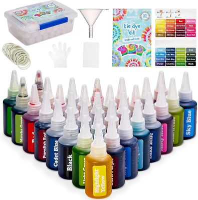 Batik Set Set 32 Farben Färben Stoff Kleidung Basteln Strumpf Füller