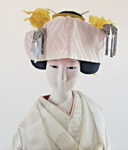 Antique Japanese Bride Doll in Kimono 18" 44cm Traditional Wedding Dress Vintage - 第 2/14 張圖片