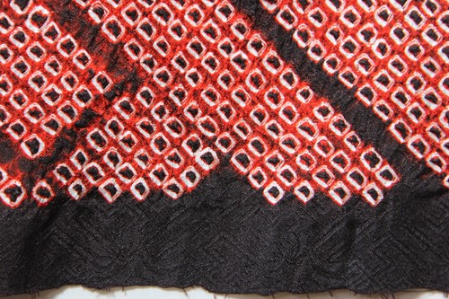 vintage Japanese silk shibori fabric artisan hand tie dye red brown dot 6 - Picture 20 of 24
