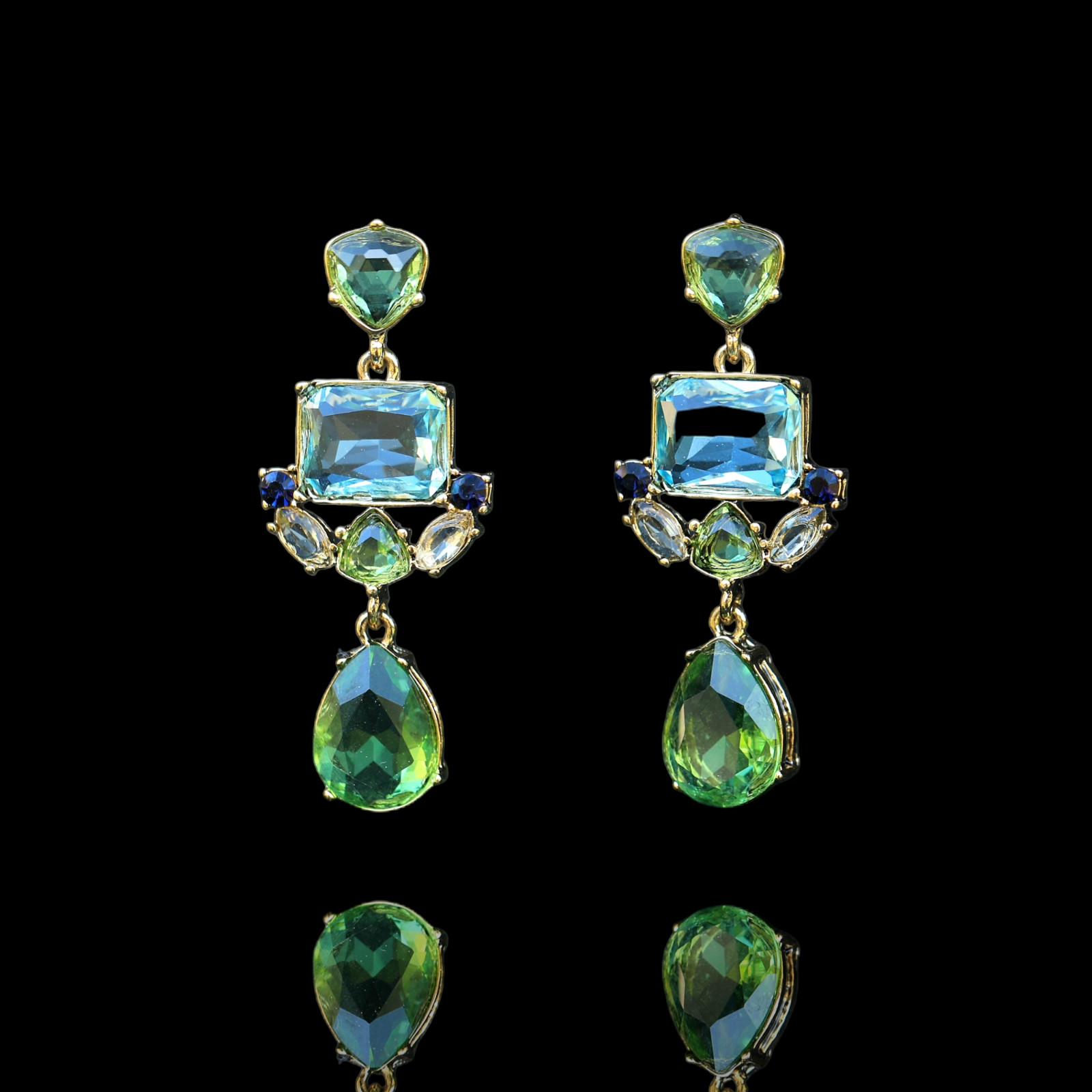 Boucles d'oreilles dormeuses Art Déco pendantes rétro pour femme doré QD1