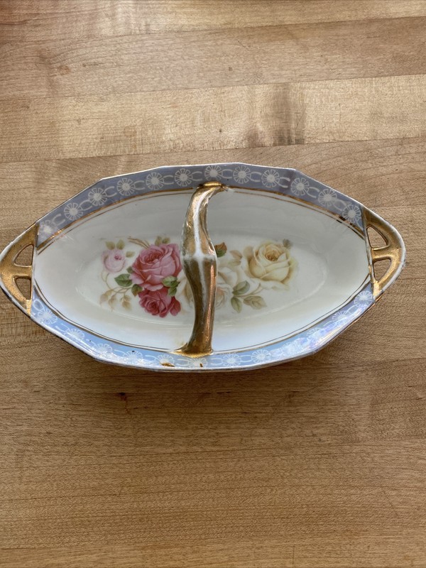 Vintage Roses Shabby Chic French Country Style Relish Jewelry Tray, Bird Feeder