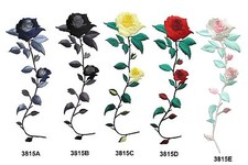 Pink,Red,Yellow,Blue,Black Rose Flower Embroidery Iron On Applique Patch-XL