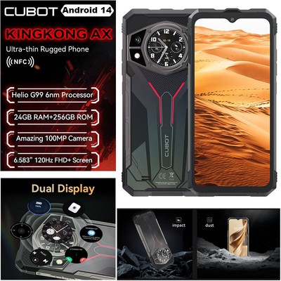 Cubot AX 4G LTE Dual Screen Android 14.0 Rugged Phone Mobile 24+256GB Unlocked