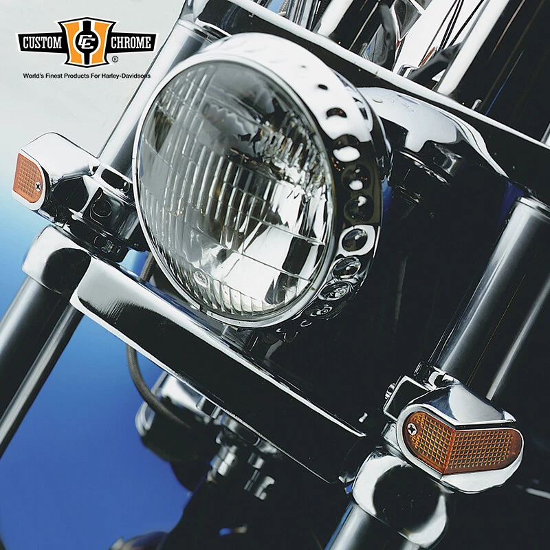 Chrome Front Side View Marker Lights Turn Signal Fits For Harley 35 39 41mm Fork - Image 2 of 4
