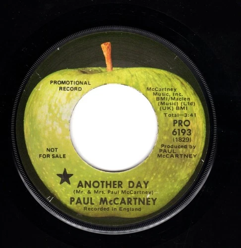 Beatles (Paul) "Another Day" 1971 US Apple Mono / Mono Promotional Copy Single
