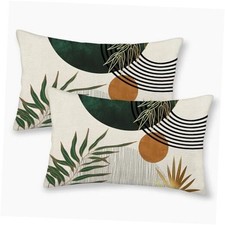 Boho Pillow Covers 12x20 Set of 2 Green 20" x 12" Pack of 2 Mid Century-green