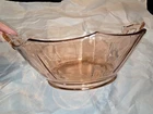 Vintage Pink Depression Glass Serving Bowl with Handles