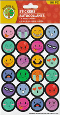  96 pc Smiley Face Emotions Stickers 4 Sheets 1 in Classroom Scrapbooking Craft