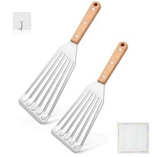 Best Pack Stainless Steel Spatula With Wooden Handle, Flexible Fish Perfect for