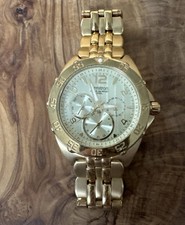 Armitron Watch Mens 44mm Gold Tone Day Date 20/4664 50M New Battery 8"