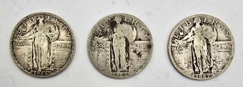 1925M-1926M-1927M - STANDING LIBERTY QUARTERS - LOT OF 3