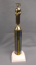 male graduate trophy gold column weighed white base column