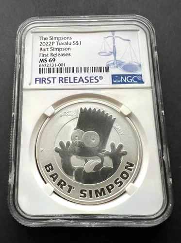 *2022P Tuvalu Bart Simpson First Releases Silver Coin NGC MS69 Cert# 6572731-001