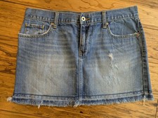 Vintage Old Navy Ultra Low Waist Denim Jean Mini Skirt Medium Wash 6 Regular