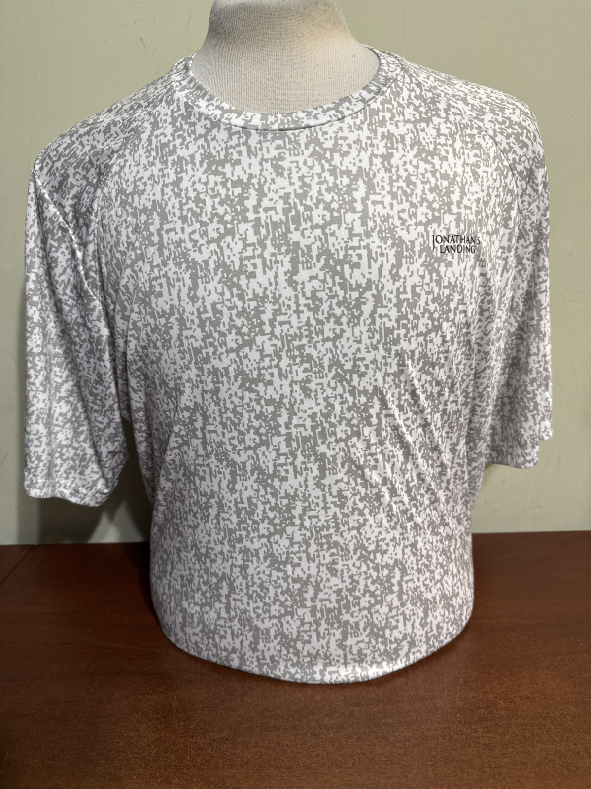 スポーツ選手 ktC SPORT TECK Men's Tennis SHORT SLEEVE Shirt PRINTED WHITE GRAY 2XL