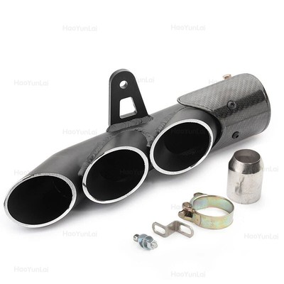 For Benelli 502C BJ500 500TRK FZ1N ZX6R R6 Exhaust Pipe Three Muffler Tips A11