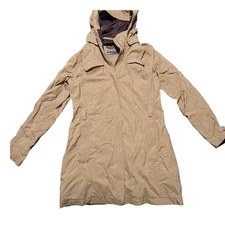 REI Women Tan Hooded Lightweight Rain Jacket Full Zip Long Sleeve Size M