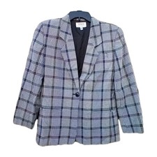 Talbots Petite Vintage Glen Plaid Blazer Women 6P Single Button Notched Lapels
