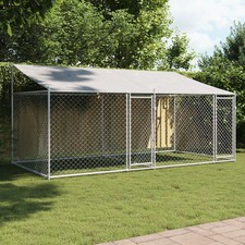 Dog Cage Grey Galvanized Steel 157.5 x 78.7 x 78.7 in Durable