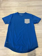 BYLT Drop Cut Lux Pocket T-Shirt Adult Medium Blue Cotton Blend Athletic Wear