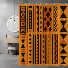 Boho Black and Brown Patterned Shower Curtain for Modern Bathroom Decor