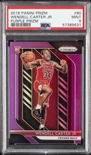 2018 PANINI PRIZM PURPLE PRIZM #80 WENDELL CARTER JR. #/75 PSA 9