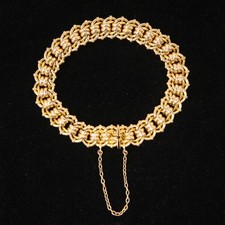 Antique Victorian HM Solid 15ct 15k Gold Fancy Curb Chain Bracelet 7.75